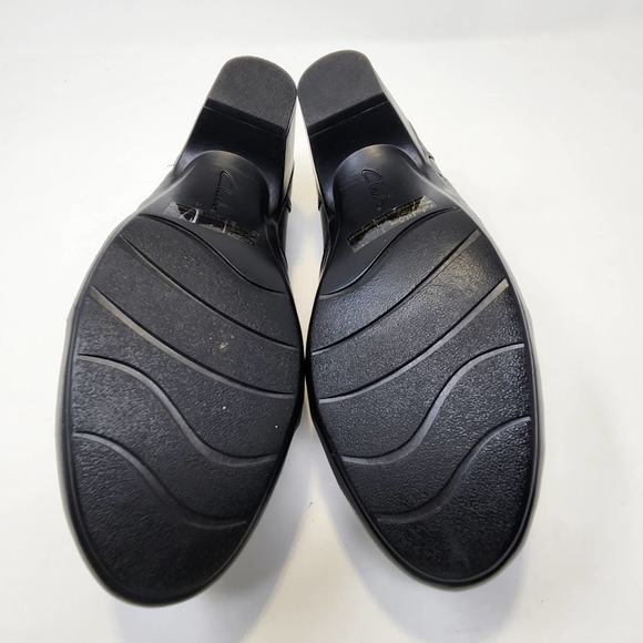Clarks Bendables Black Leather Heeled Slip On Shoes 7.5M Ingalls Atlantic Loafer - Picture 10 of 10